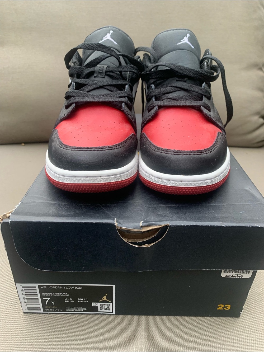 Nike Kids Black and Red Air Jordan 1 Low Sneakers